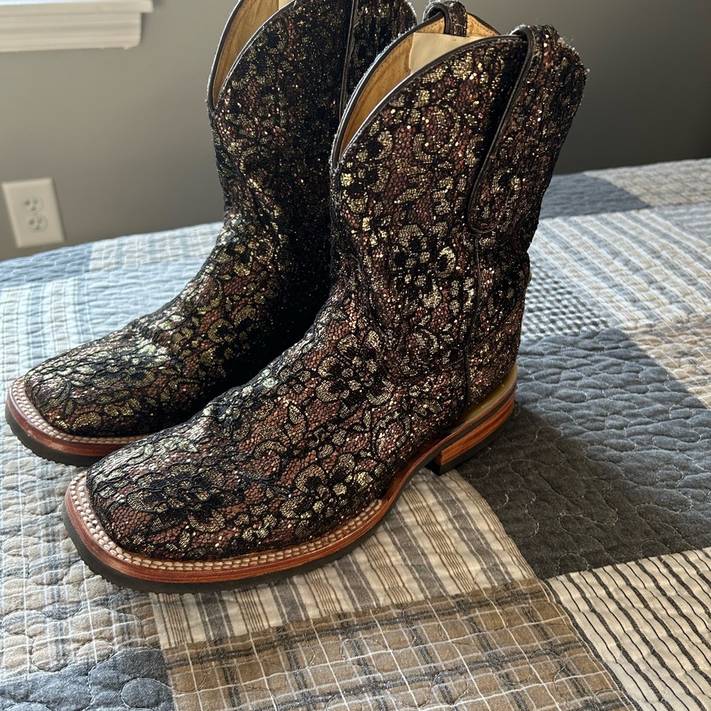 Ferrini Black and Gold Ankle Boots